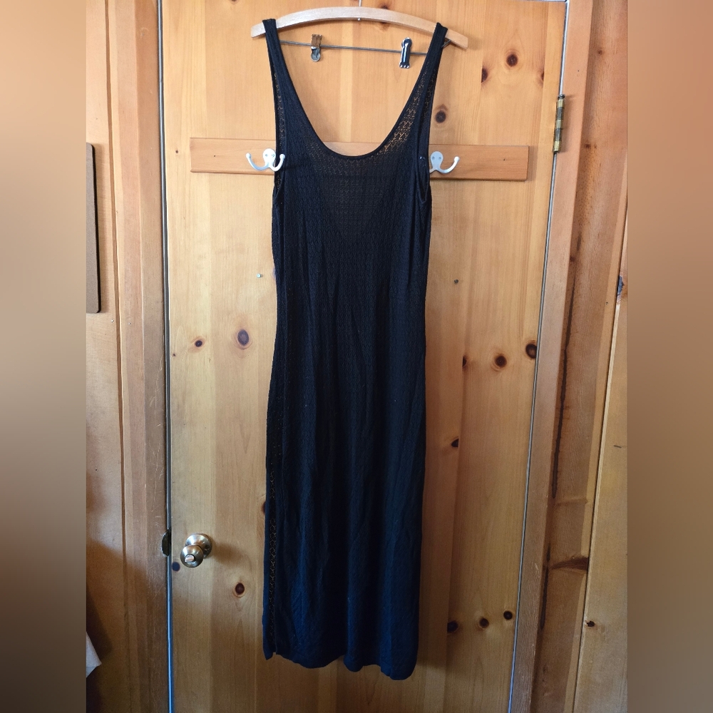 ☀️Victoria's Secret Black Long Crochet Swimsuit Cover-Up - Stretchy & See Thru